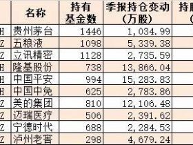 三季度公募基金十大重仓股曝光 网红基金\”喝酒\”不\”吃药\”